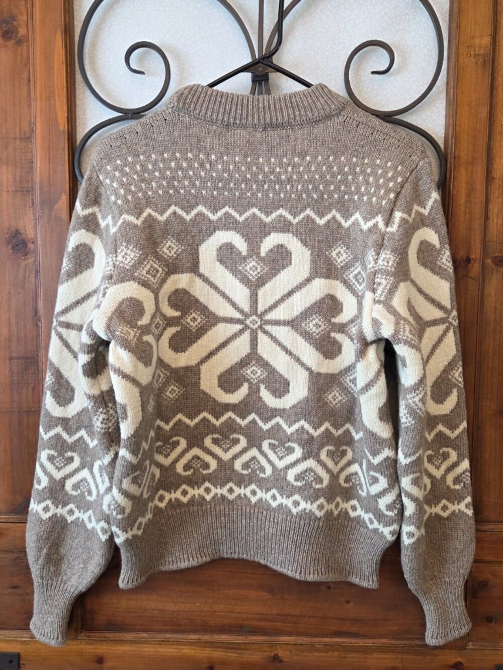 Dale Of Norway Falkeberg Fem Sweater Size S Taupe Neutral Fair Isle Wool NEW - Picture 8 of 11